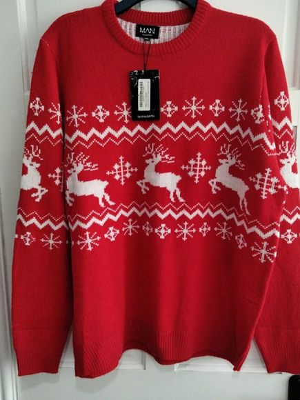 Boohoo Other - Boohoo Man Christmas Jumper Size 3xl Long Sleeved Red Rain deer